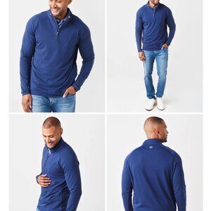 Peter Millar Sweater Blue Bullseye‎ Precision Wool Blend Quarter-Zip Pullover -